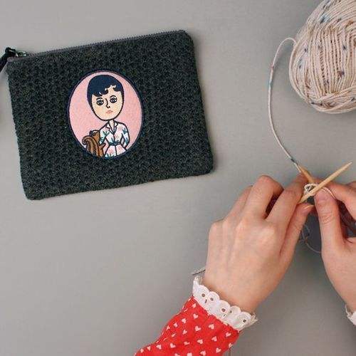 Aurore and Jean Paul Knit PomPom Pouch by Ooh Lala for Women - 1 Pc Bag