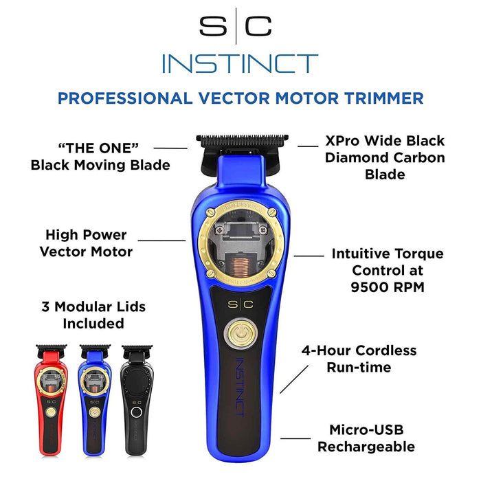 StyleCraft S|C INSTINCT Professional Vector Motor Cordless Trimmer with Intuitive Torque Control #SC407M