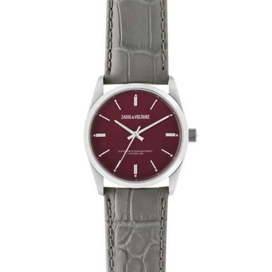 ZVF235 Fusion - Montre bracelet en cuir argent/gris par Zadig &amp; Voltaire pour unisexe - Montre 1 Pc