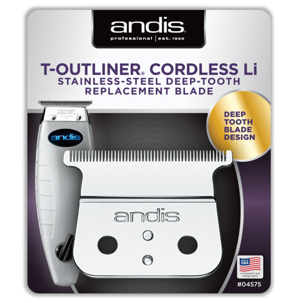 Andis Cordless T-Outliner Li Trimmer Stainless Steel Deep Tooth Replacement Blade