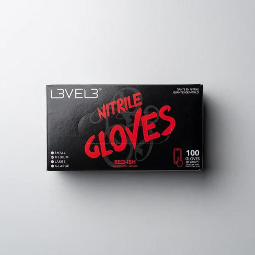 Lv3 Nitrile Gloves (100Ct) - Red Medium Medium LEV-L3-GLV-RED-M - BarberSets