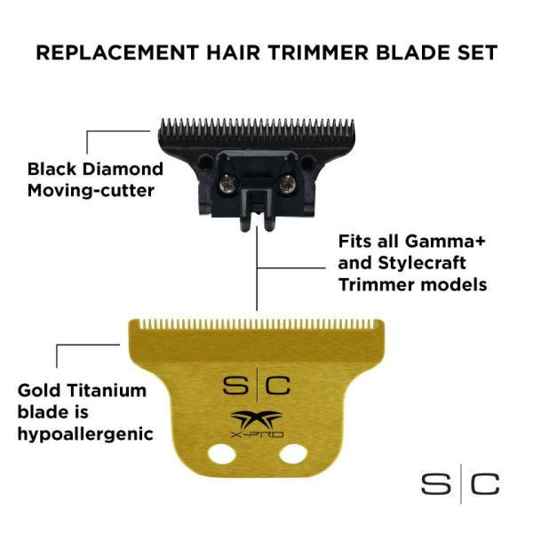Stylecraft SC Classic Gold X-Pro Fixed Trimmer Blade w/ DLC Deep Tooth Cutter - BarberSets
