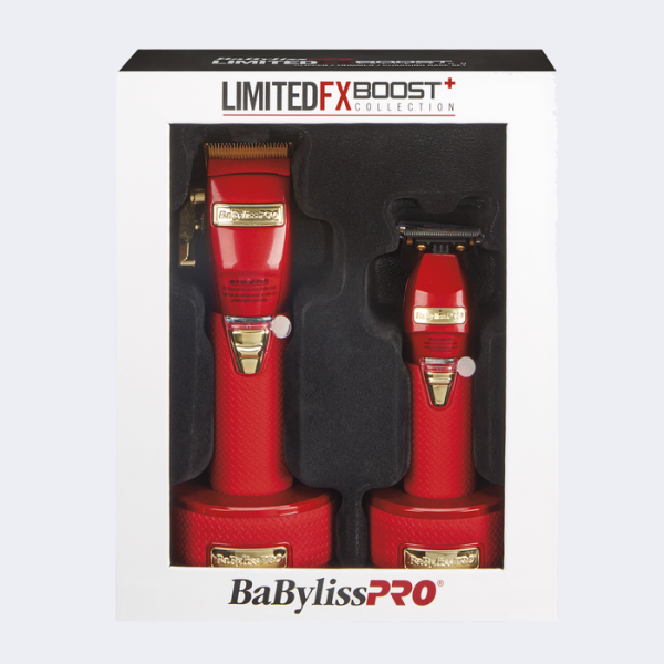 BaBylissPRO Boost FX Edición limitada Red Clipper, recortadora y bases de carga 