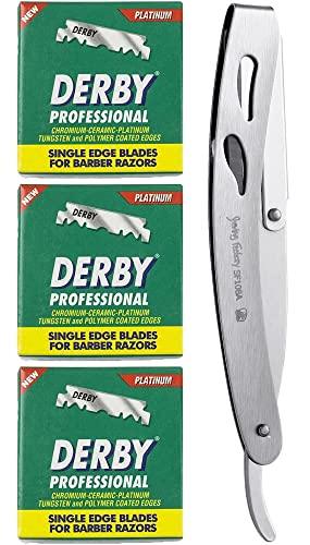 The Shave Factory Straight Edge Razor Kit (Matte / 300 Derby Professional Single Edge Razor Blades) - BarberSets