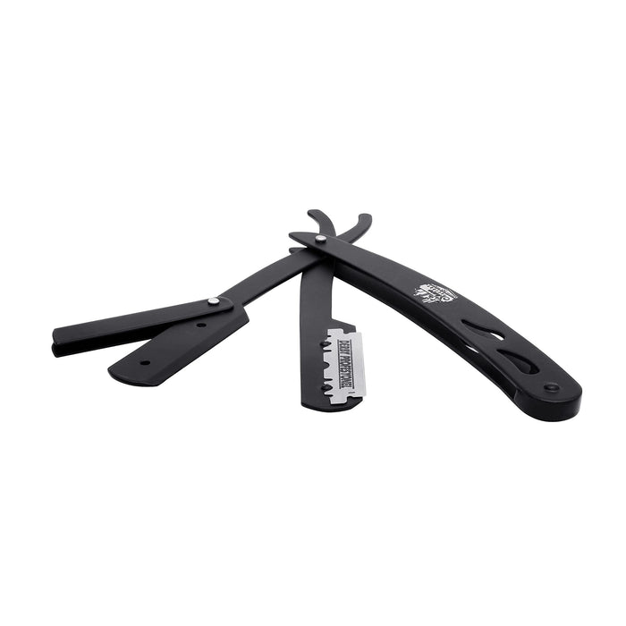 The Shave Factory Straight Edge Razor Kit (Black / 200 Derby Premium Single Edge Razor Blades) - BarberSets