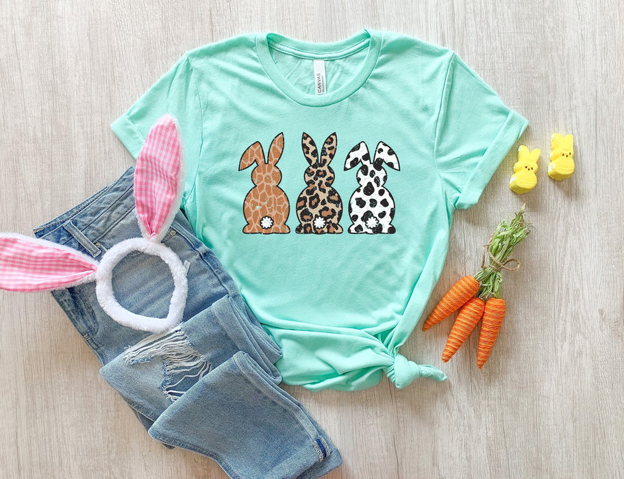 Camisa de conejitos leopardo, camisa de cola de algodón de conejito, camisa de Pascua, camisa de conejito de Pascua, camisa de Pascua para niños, camisa de zanahoria de Pascua, camisa de Pascua feliz