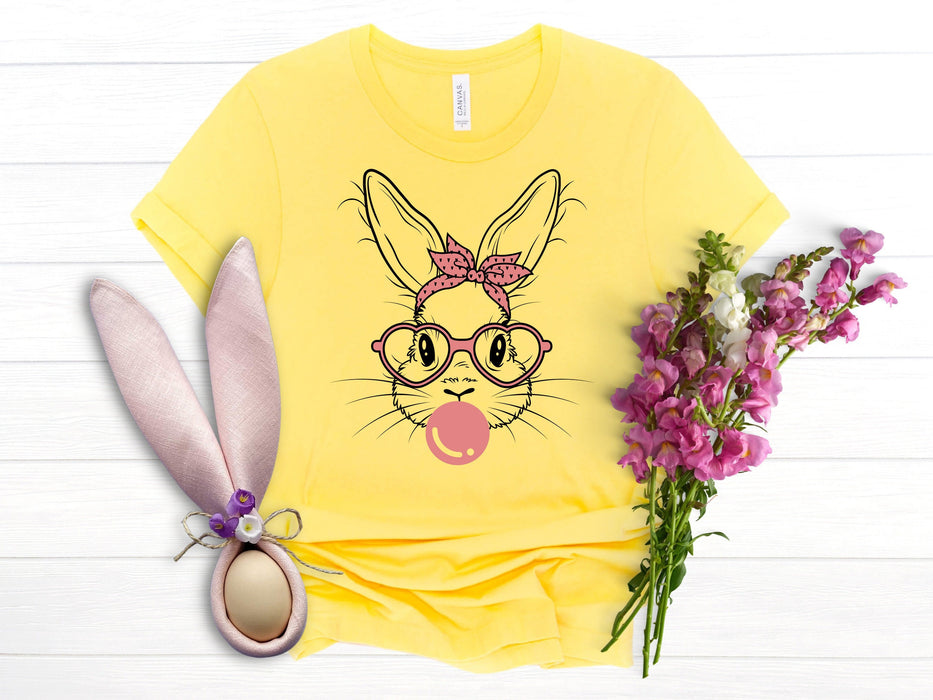 Camisa de conejito con gafas de amor, camisa de conejito de chicle, camisa del día de Pascua, camisa de conejito de Pascua, camisa de Pascua de mujer, camisa de Pascua feliz 