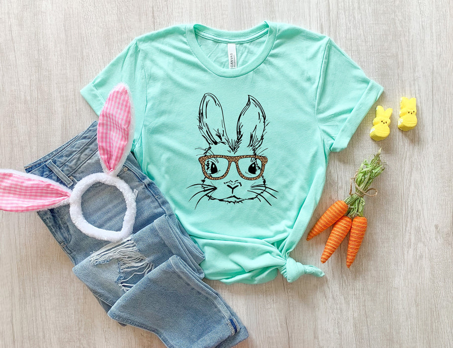 Bunny With Leopard Glasses shirt 100% Cotton T-shirt High Quality