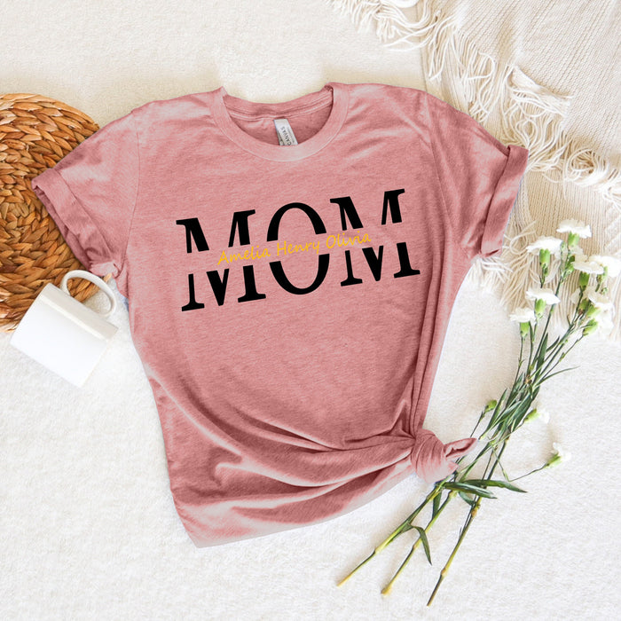 Mom And Kids Names shirt 100% Cotton T-shirt High Quality