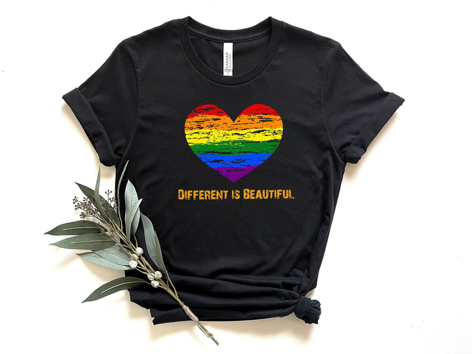 Diferente es hermosa camisa, camisa del orgullo, camisa del corazón del orgullo, camisa LGBTQ, camisa del arco iris del orgullo, camisa del arco iris LGBTQ, camisa del orgullo LGBTQ 