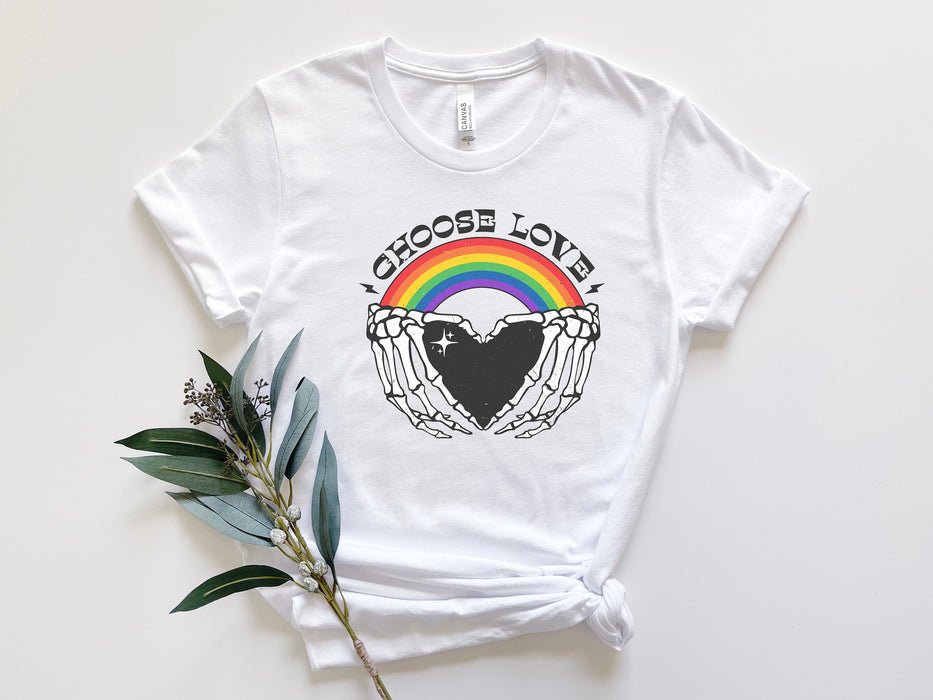 Elija camisa de amor, camisa arco iris del orgullo, camisa LGBTQ, camisa gay, camisa lesbiana, corazón del orgullo, manos de esqueleto del orgullo, camisa bisexual, regalo del orgullo 