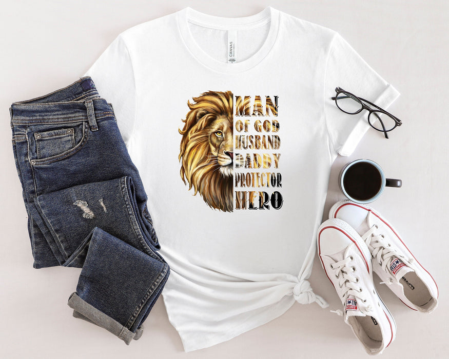 Camisa de hombre de Dios, camisa de héroe protector de papá marido, camisa de mejor papá, camisa de papá león, camisa de mejor padre, camisa del día del padre, regalo del padre