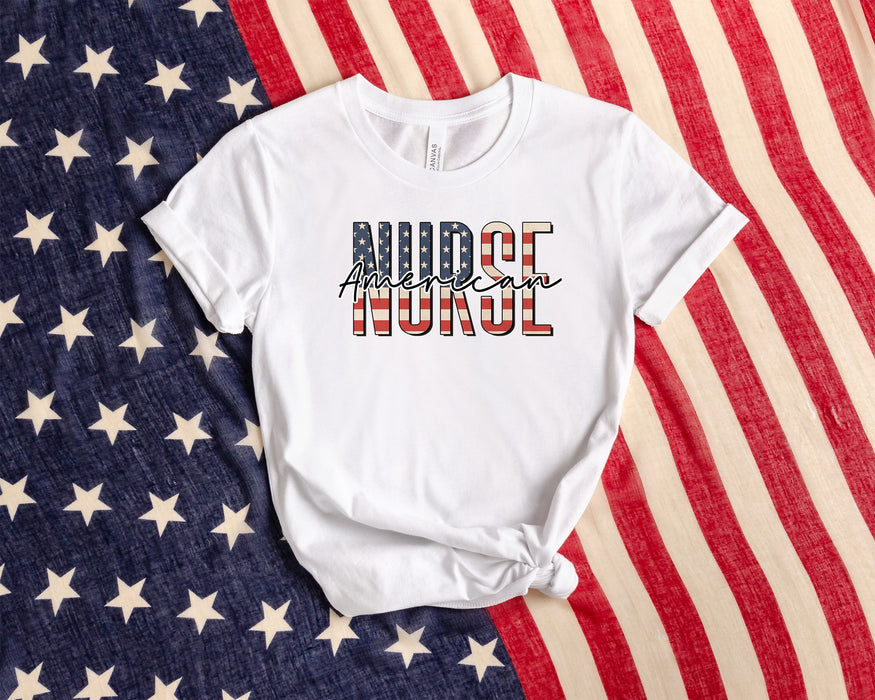Camisa de enfermera americana, camisa de enfermera patriótica, camisa de bandera de EE.UU., camisa patriótica, camisa americana, camisa del 4 de julio, camisa del Día de la Independencia 