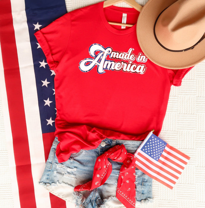 Camisa hecha en América, camisa de América, camisa de la bandera de EE.UU., camisa patriótica, camisa americana, camisa del 4 de julio, camisa del Día de la Independencia