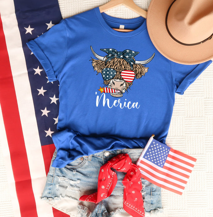 Camisa de vaquilla americana, camisa de vaca Merica, camisa de fuegos artificiales del 4 de julio, camisa patriótica, camisa americana, camisa del 4 de julio, Día de la Independencia 