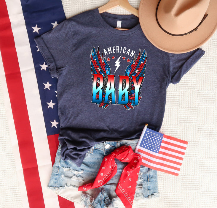 Camisa de bebé americana, camisa de ángeles americanos, camisa de bandera de EE. UU., camisa patriótica, camisa americana, camisa del 4 de julio, camisa del Día de la Independencia 