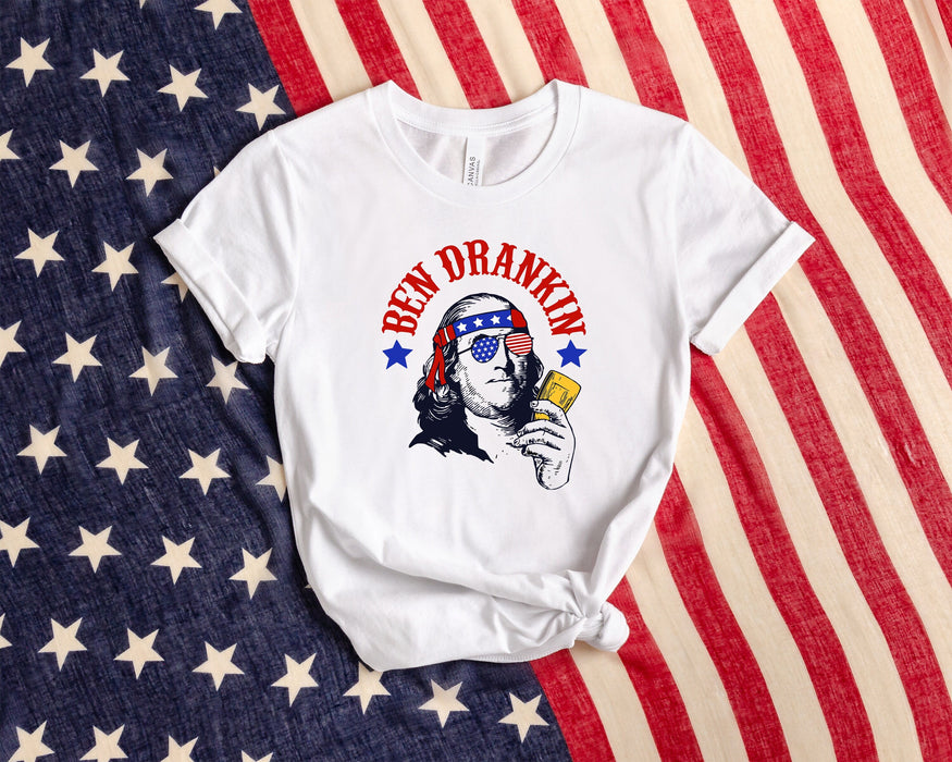 Camisa Ben Drankin, Camisa para beber, Camisa Benjamin Franklin, Camisa con bandera de EE. UU., Camisa patriótica, Camisa americana, 4 de julio, Día de la Independencia 