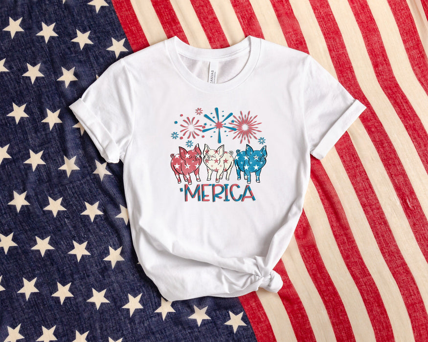 Camisa Baby Pig Merica, camisa arco iris del 4 de julio, camisa de bandera de EE. UU., camisa patriótica, camisa americana, camisa del 4 de julio, camisa del Día de la Independencia 