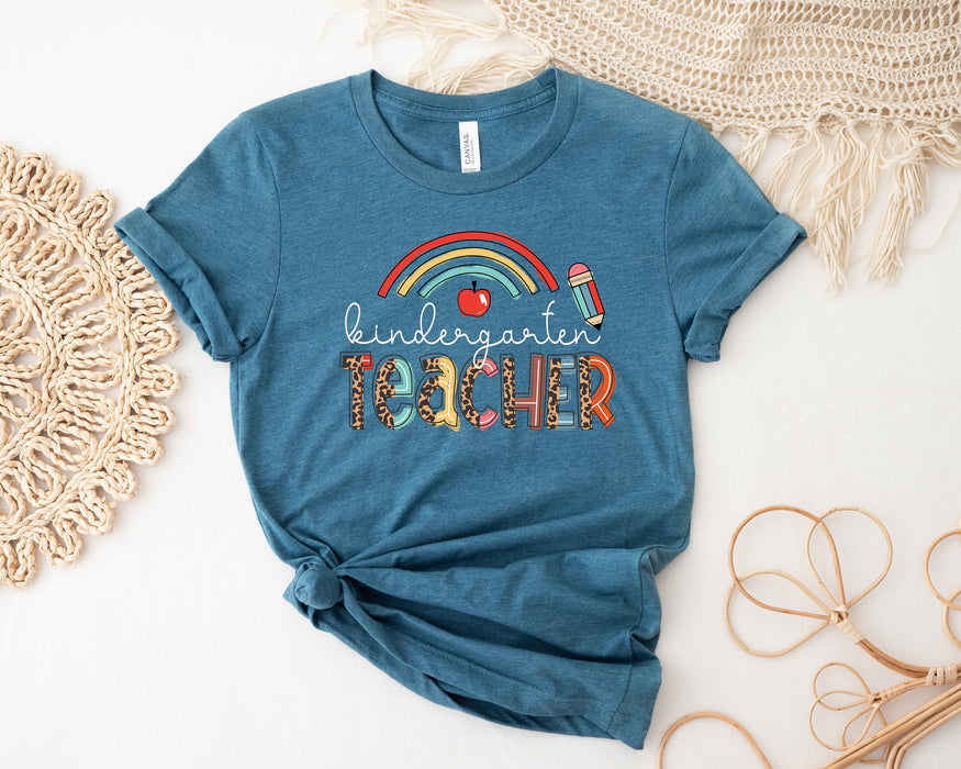 Camisa de maestro de jardín de infantes, camisa de leopardo de maestro, camisa arco iris de maestro, camisa de regreso a la escuela, camisa del primer día de clases, regalo de maestro