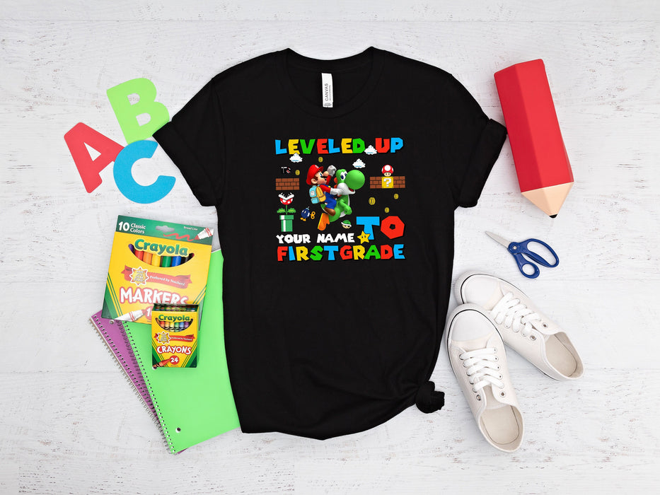 Leveled Up To First Grade shirt 100% Cotton T-shirt High Quality