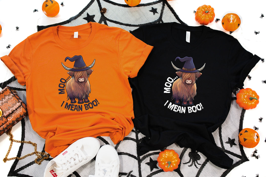 Moo I Mean Boo Camisa, Camisa de temporada espeluznante, Camisa de vaquilla de Halloween, Sudadera de Halloween, Camisa occidental de Halloween, Regalo de Halloween