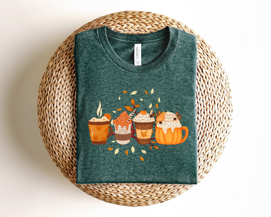 Camisa amante del café, camisa de especias de calabaza, camisa de tazas de café de Acción de Gracias, sudadera de Acción de Gracias, camisa de mujer de Acción de Gracias, calabaza linda