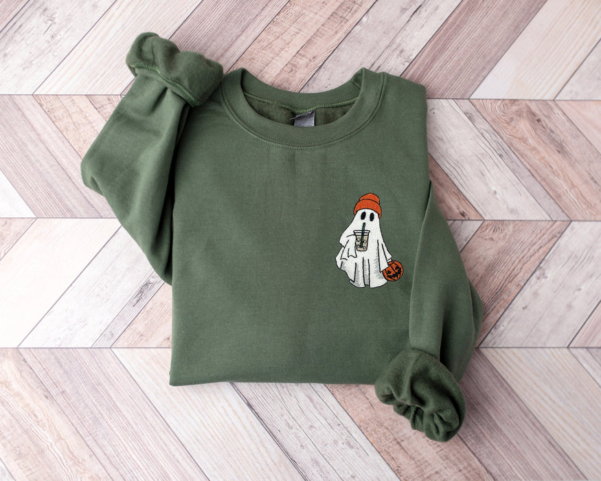 Little Ghost Embroidered 100% Cotton T-shirt High Quality