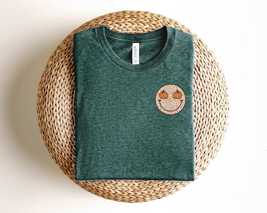 Chemise de Thanksgiving léopard Happy Face, T-shirt 100% coton de haute qualité