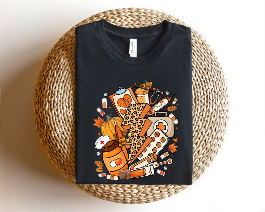 Chemise d'infirmière léopard Thanksgiving, T-shirt 100% coton de haute qualité