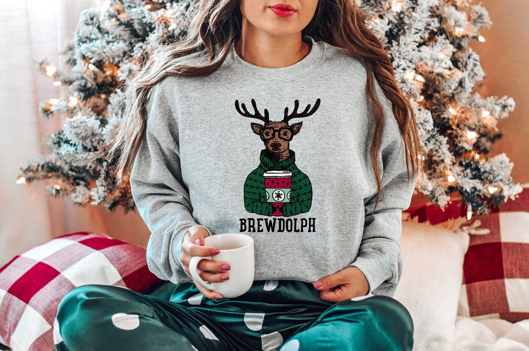 Sudadera Brewdolph, suéter de café de Navidad, sudadera de Navidad, sudadera de reno, camisa de fiesta navideña, regalo de Navidad 