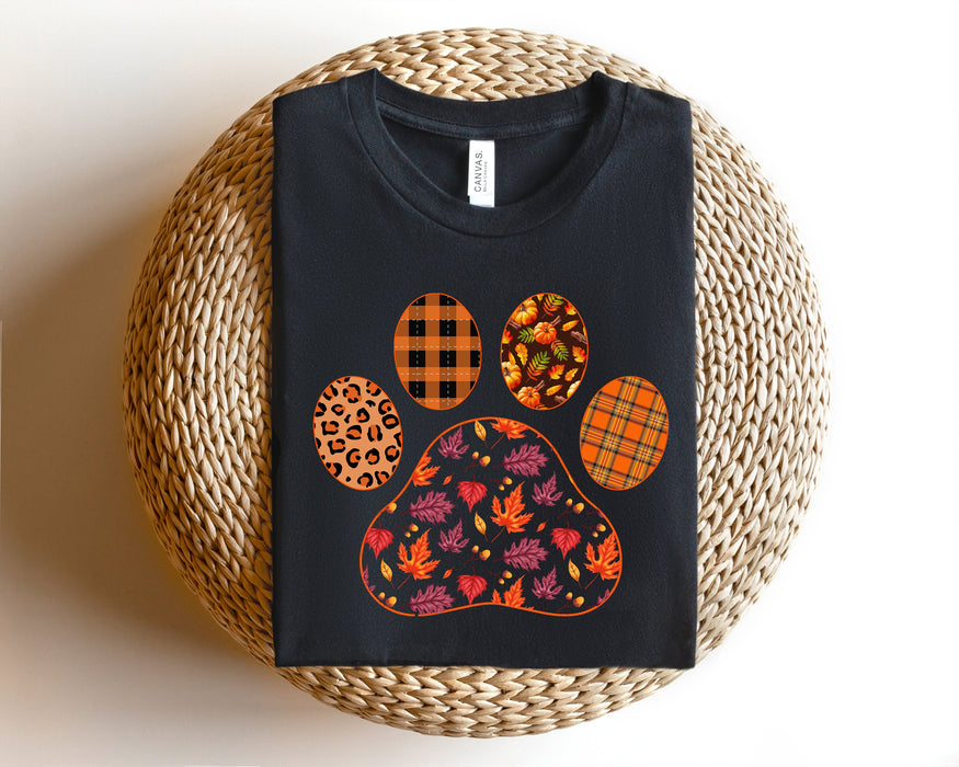 T-shirt 100% coton, feuilles d'automne, patte de chien, haute qualité 