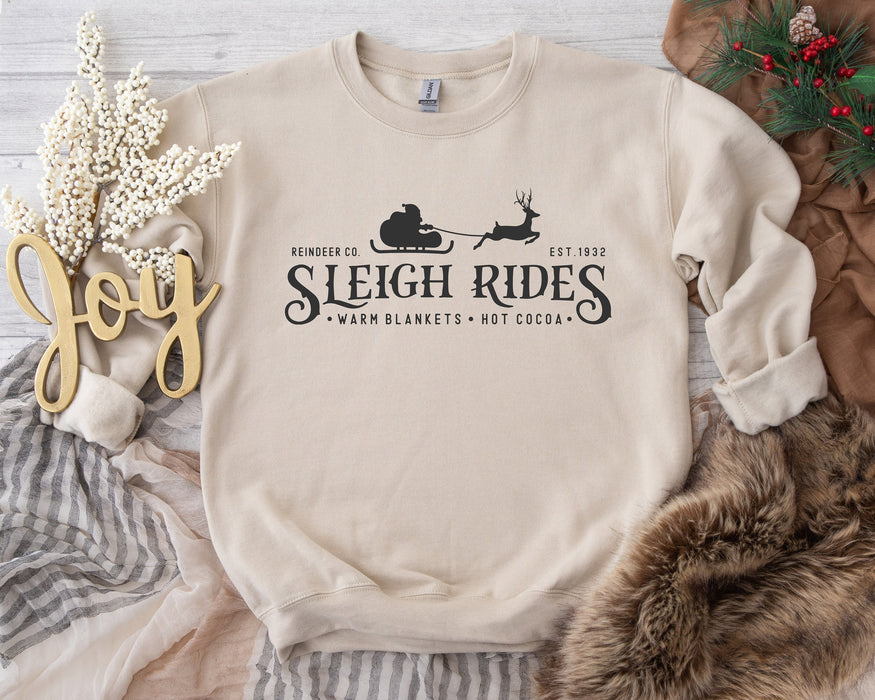 Camisa de paseos de trineo de Navidad, suéter de Navidad vintage, sudadera de vacaciones de Navidad, chocolate caliente del Polo Norte, camisa de vacaciones de Navidad 