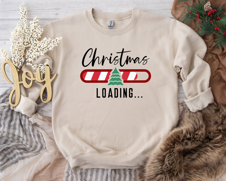 Sudadera de carga de Navidad, camiseta de la barra de progreso de Navidad, sudadera familiar de Navidad, sudadera con capucha de Feliz Navidad, suéteres divertidos de Navidad 