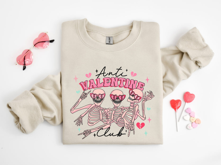 Sudadera Anti Valentine Club, Regalo del Día Anti San Valentín, Camisa esqueleto divertida, Regalo de pareja, San Valentín sarcástico, Regalo de San Valentín, Amor propio 